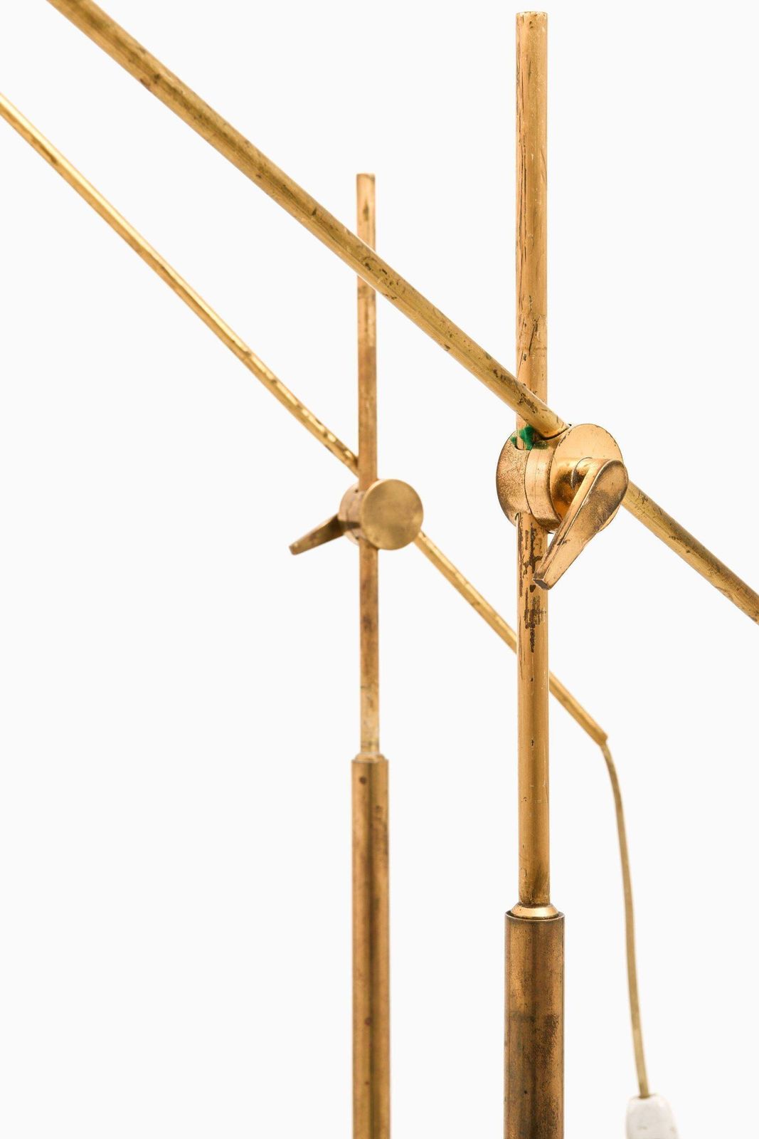 Pair Of Floor Lamps In Brass And Original Shades By T.H. Valentiner, 1960's photo Lighting