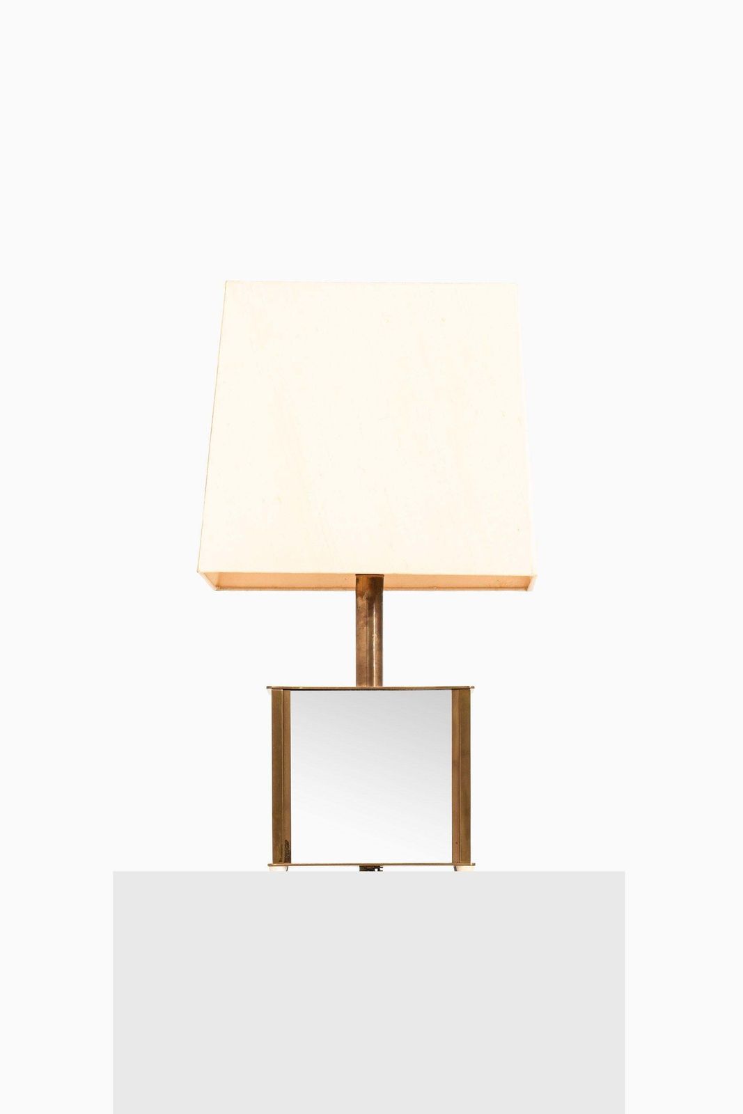 Pair Of Bergboms Table Lamps In Brass, Mirrored Glass And Silk Shades, 1970's photo furniture