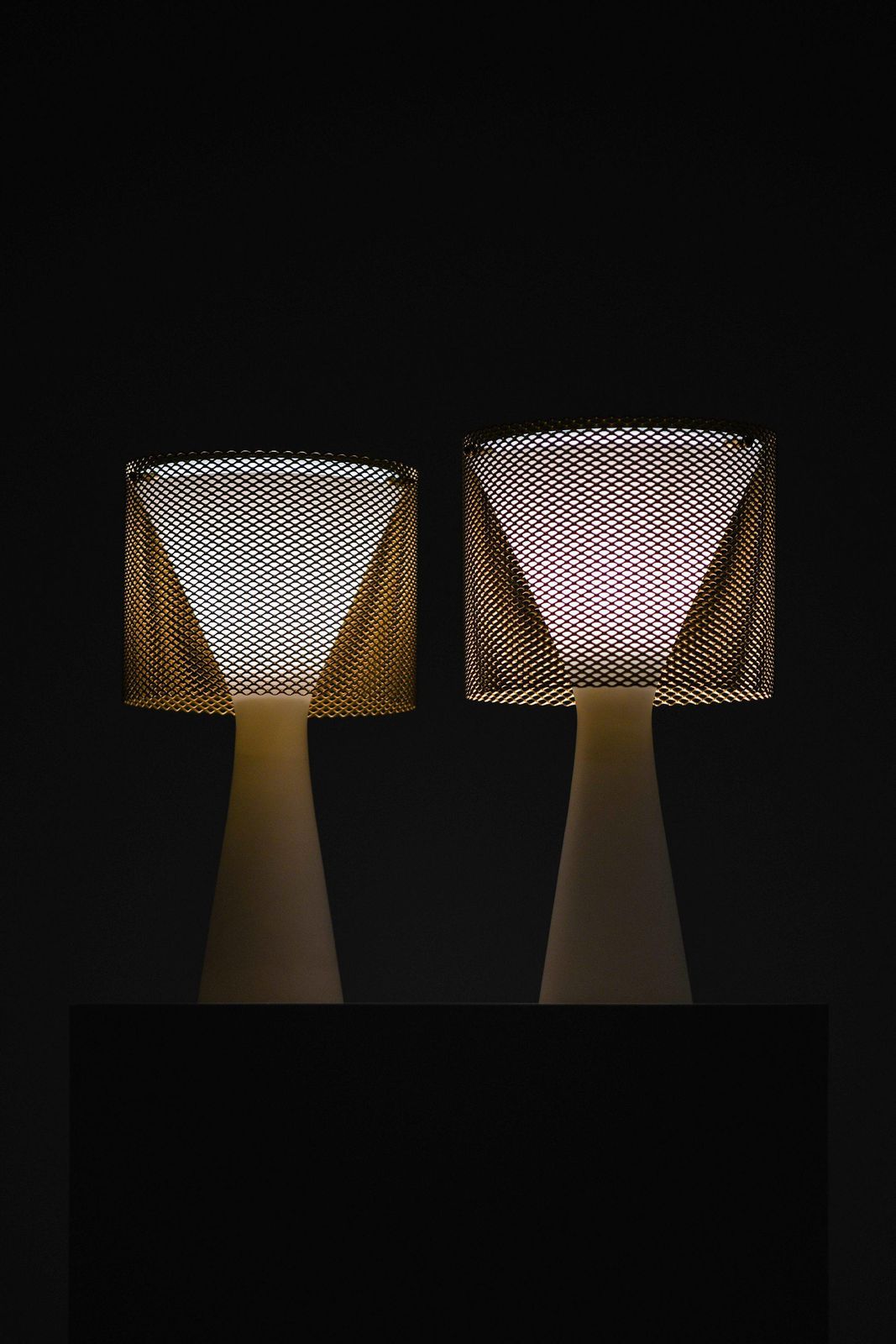 Table Lamps In Opaline Glass, Brass And Glass By Lisa Johansson Pape, 1950's photo vintage