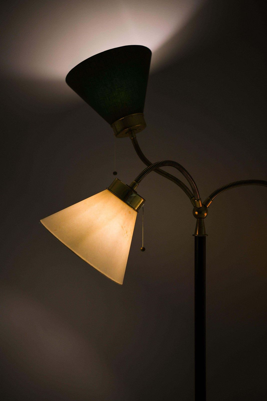 Floor Lamp In Brass, Black Metal And Original Shades By Josef Frank, 1938 photo vintage