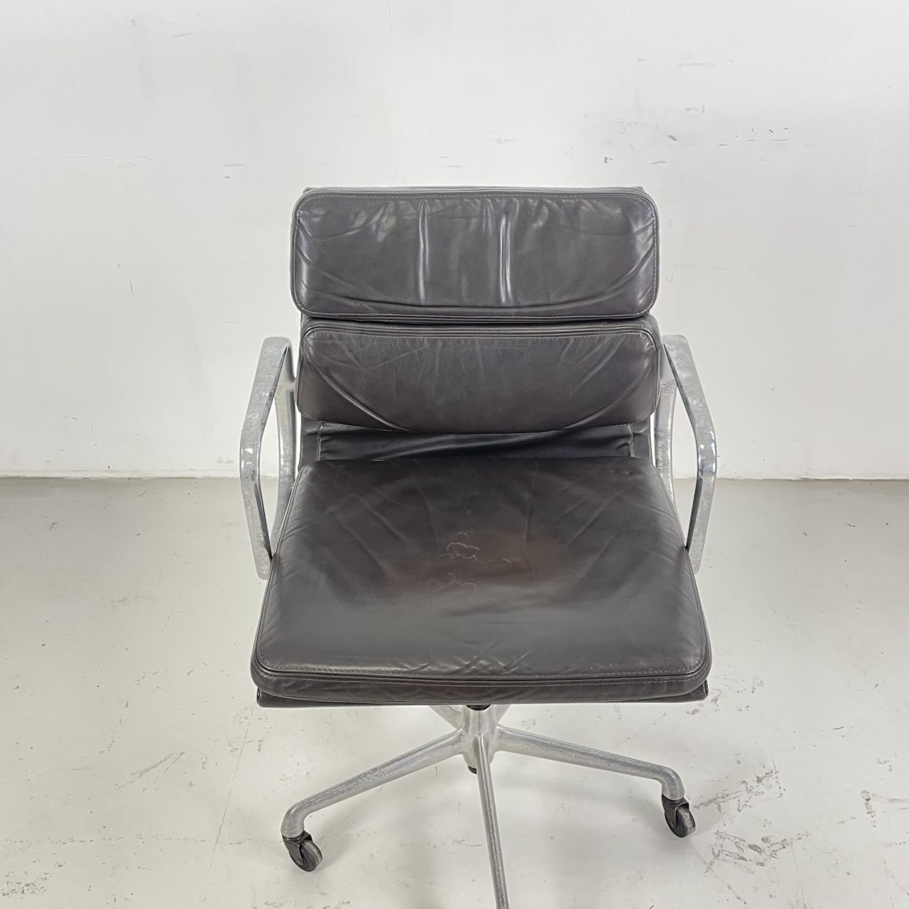Eames Herman Miller Dark Brown Leather Soft Pad Group photo for sale