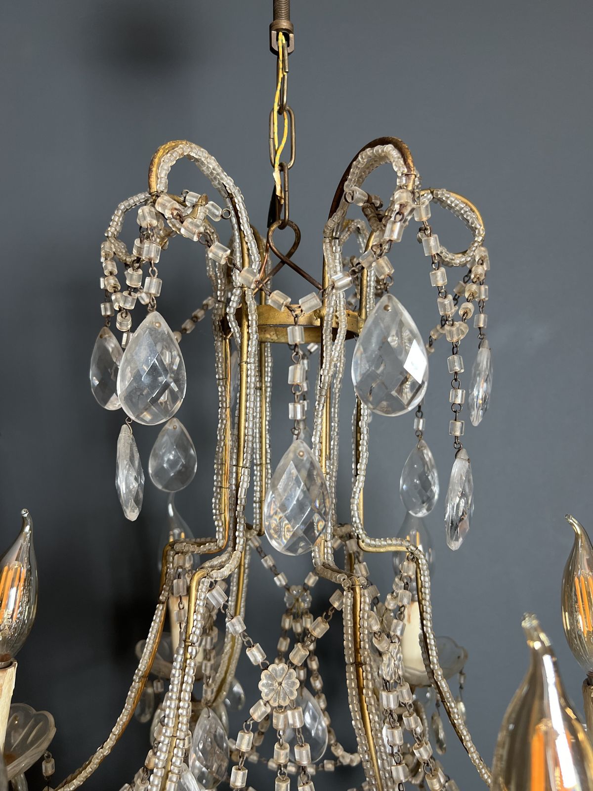 Italian Pearl And Crystal Chandelier photo vinterior