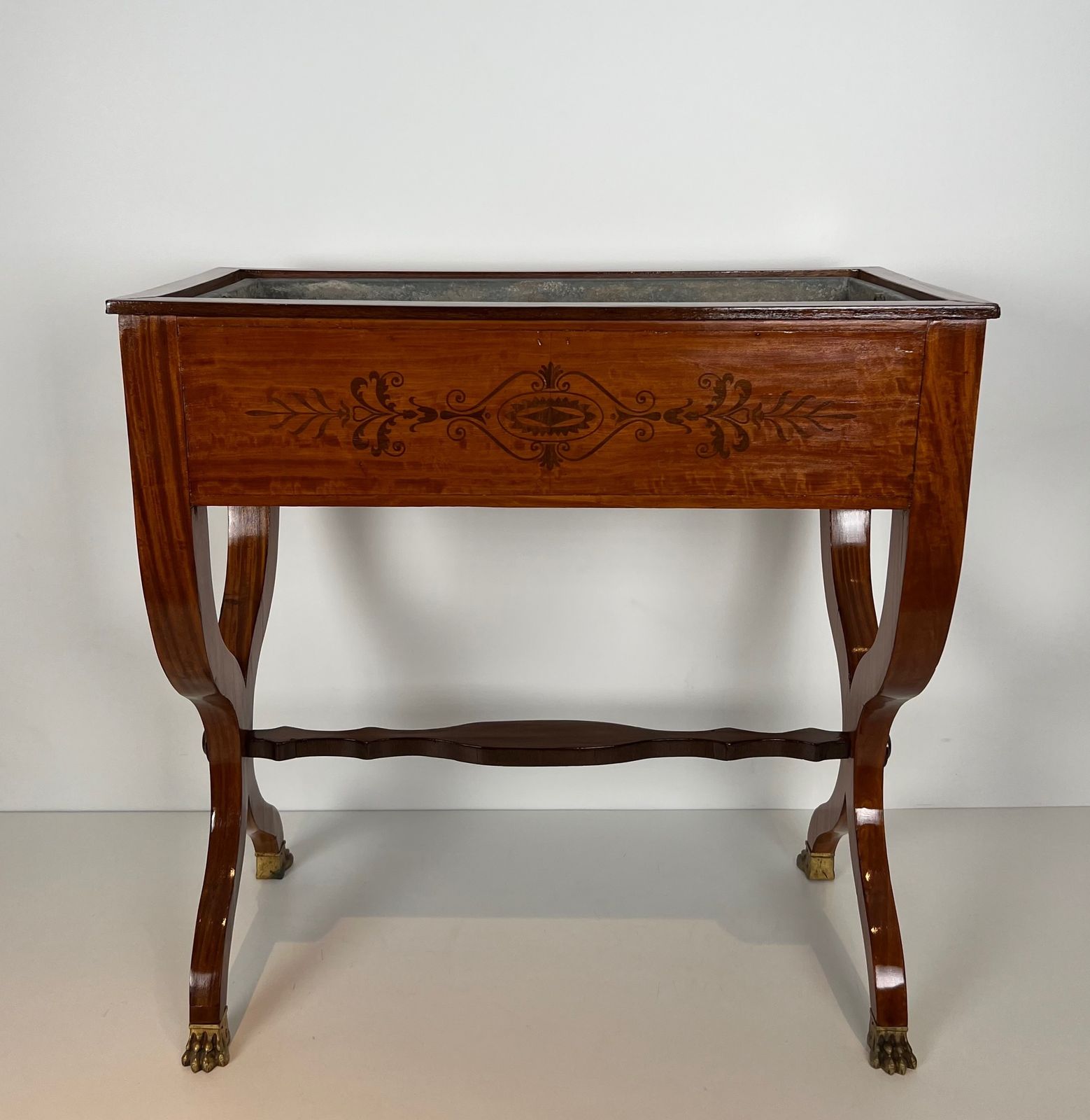 Mahogany Jardinière With Amaranth Inlay And "X" Base And Bronze Claw Feet From The Charles X Period photo furniture