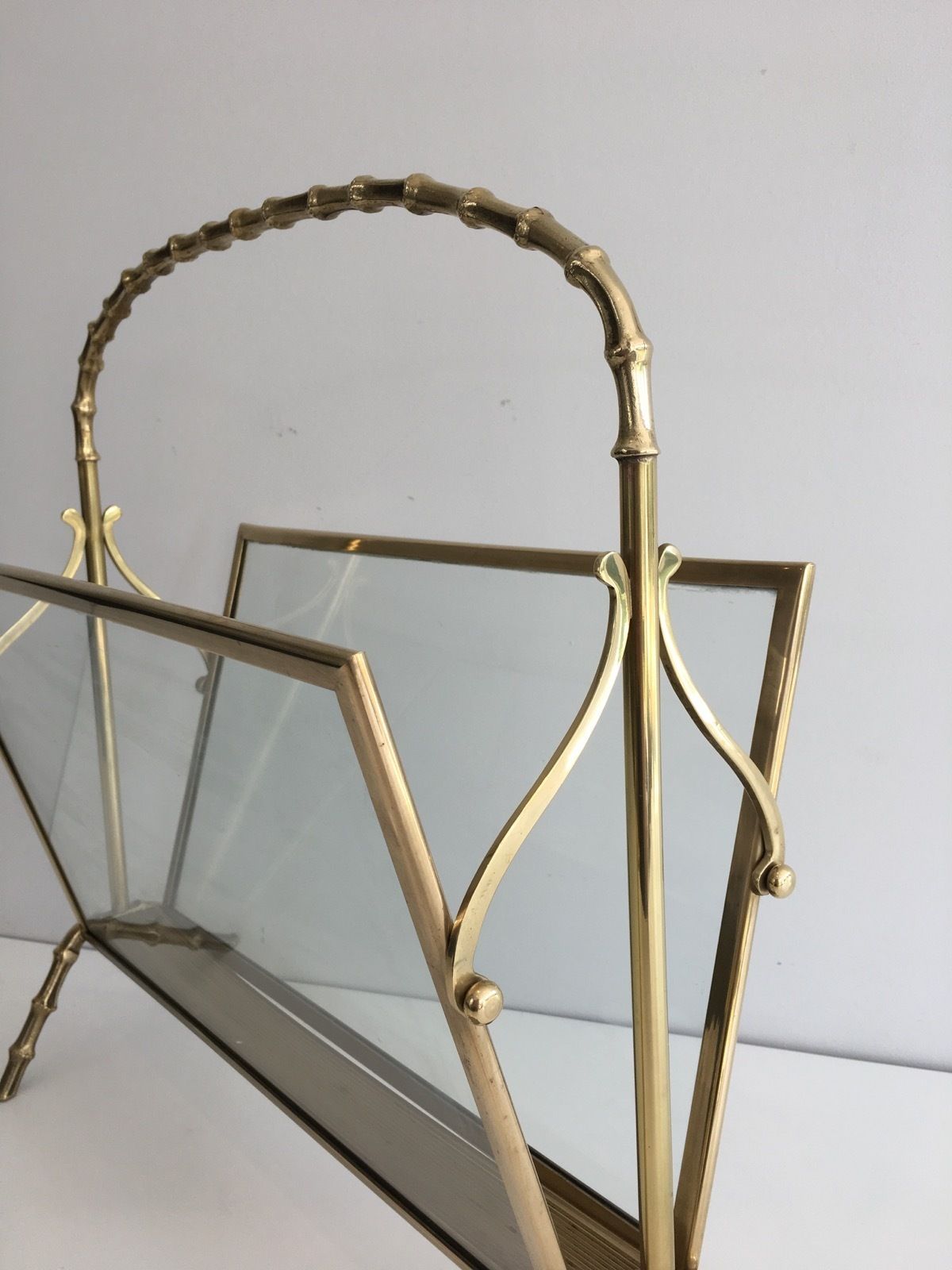 Faux Bamboo Style Magazine Rack In Brass From Maison Baguès photo 1450.0