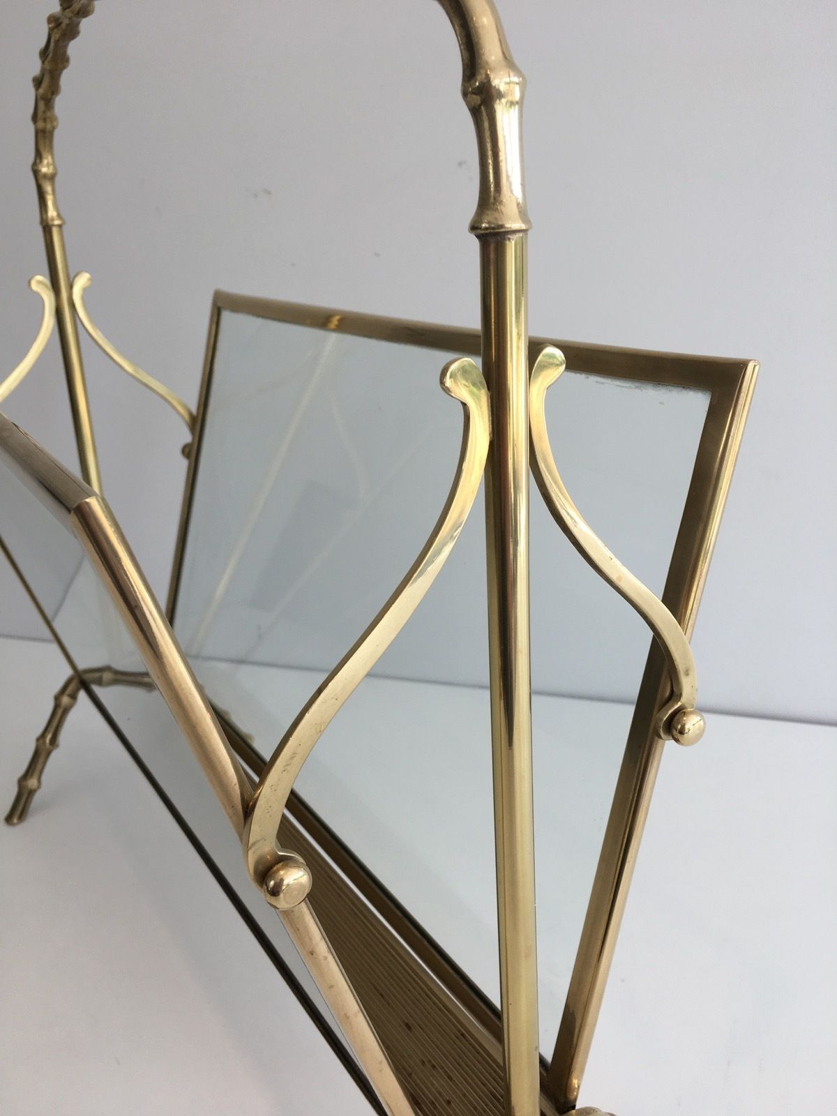 Faux Bamboo Style Magazine Rack In Brass From Maison Baguès photo vinterior