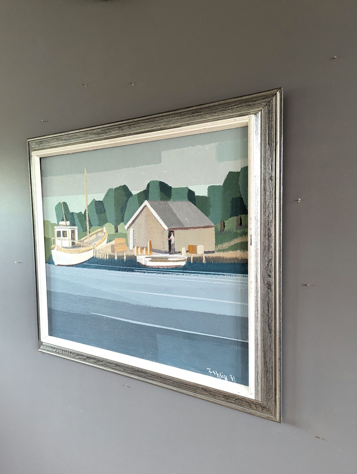 The Boathouse, Oil Painting, 1990s photo furniture