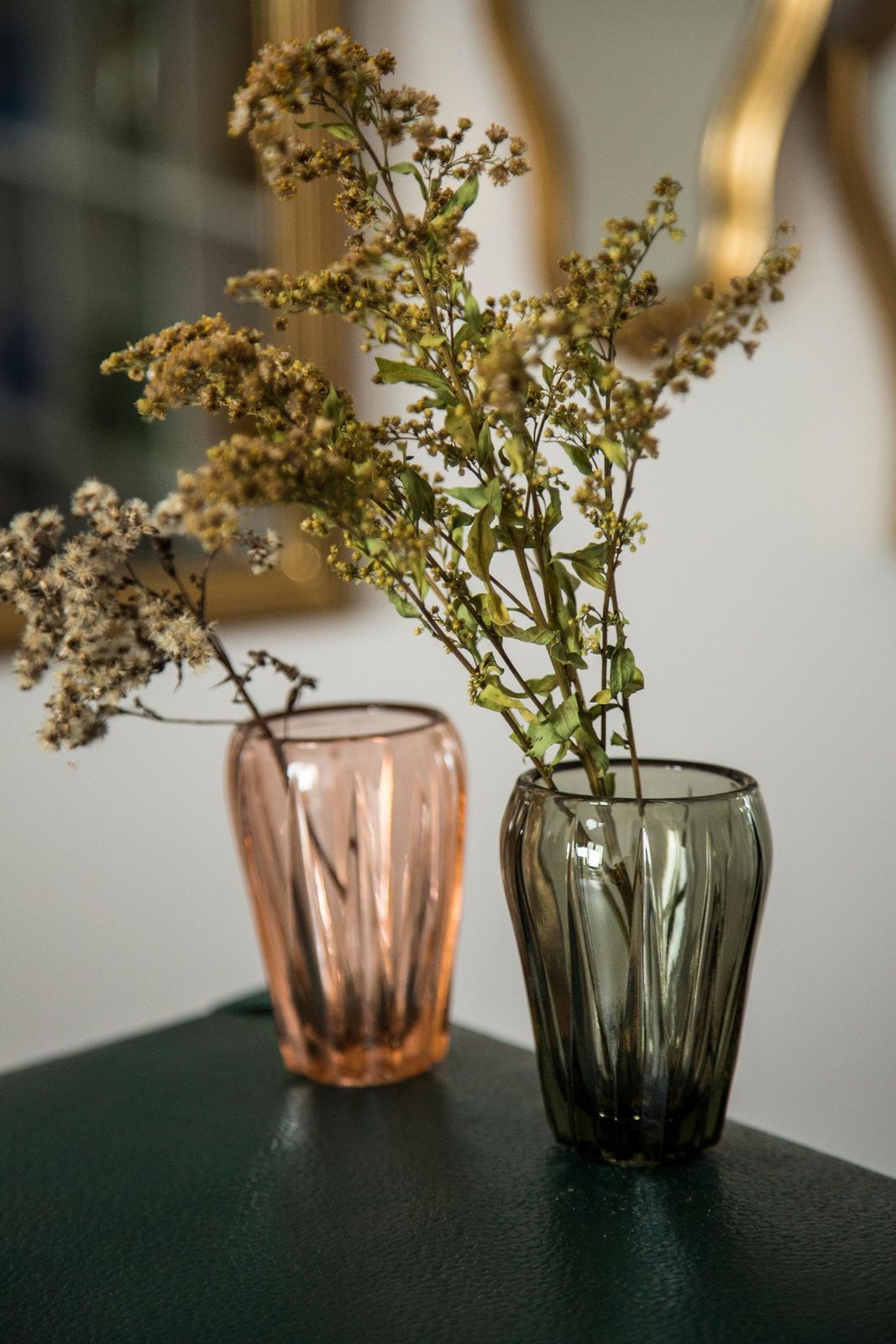 Set Of Two Midcentury Vintage Gray And Pink Crystal Vases, Italy, 1960s photo for sale