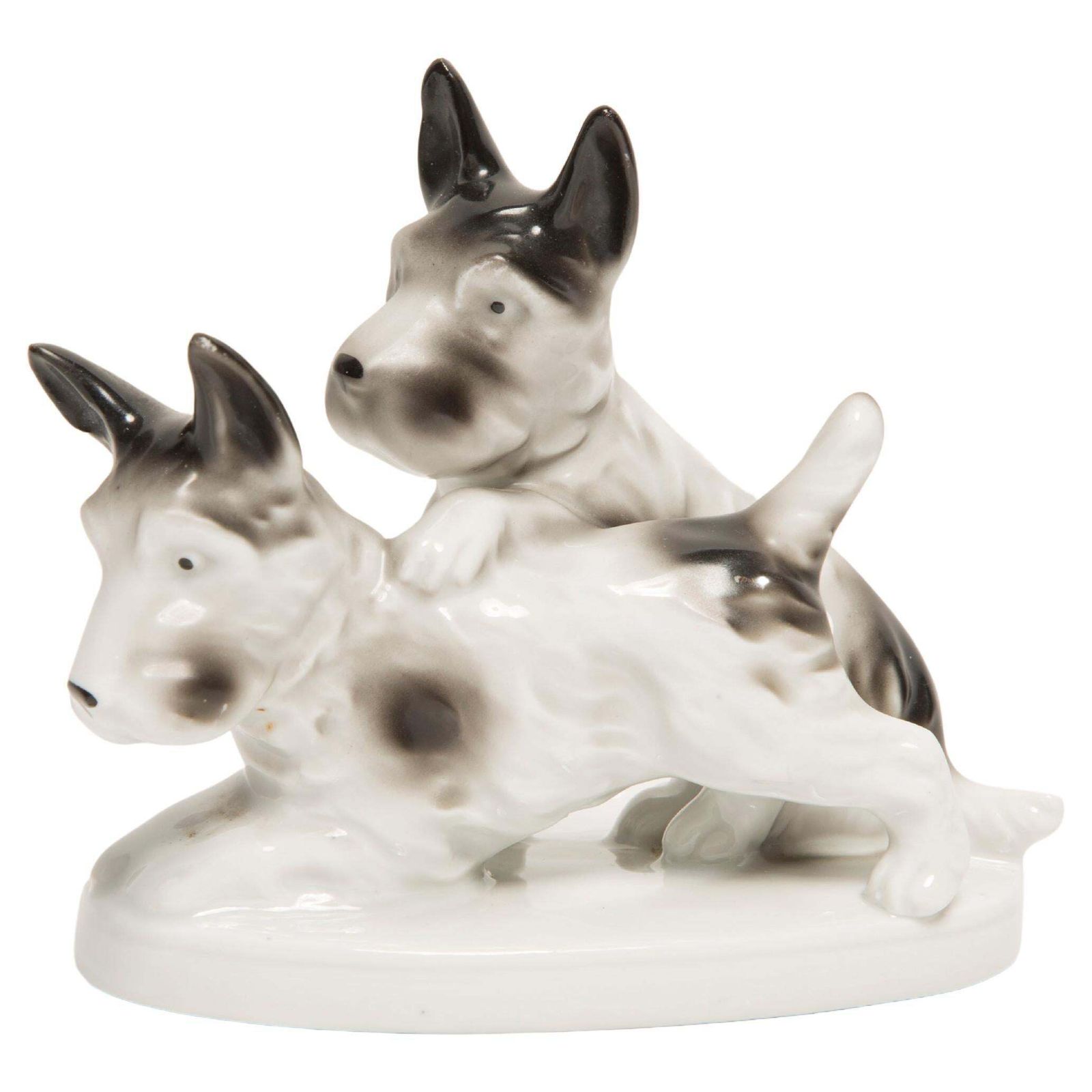 Mid Century Beeldje Van Zwart Witte Terrierhoofden, Italië, Jaren 1960