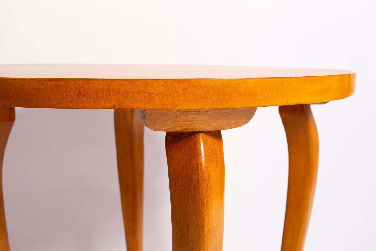 Mid Century Round Coffee Table, Light Wood, Poland, 1960s photo 340.0