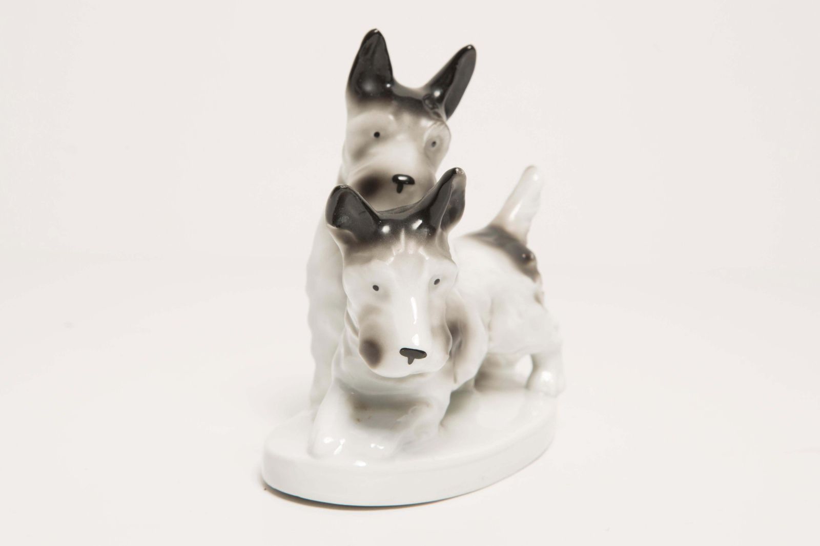 Mid Century Small Black And White Terrier Dogs Sculpture, Italy, 1960s photo for sale
