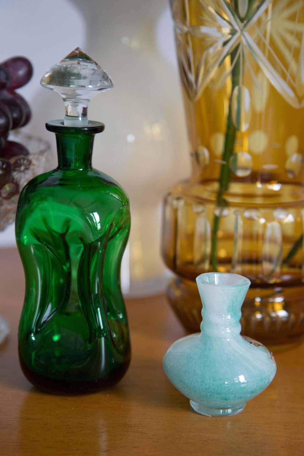Mid Century Murano Glass White And Green Mini Vase, Europe, 1990s photo for sale
