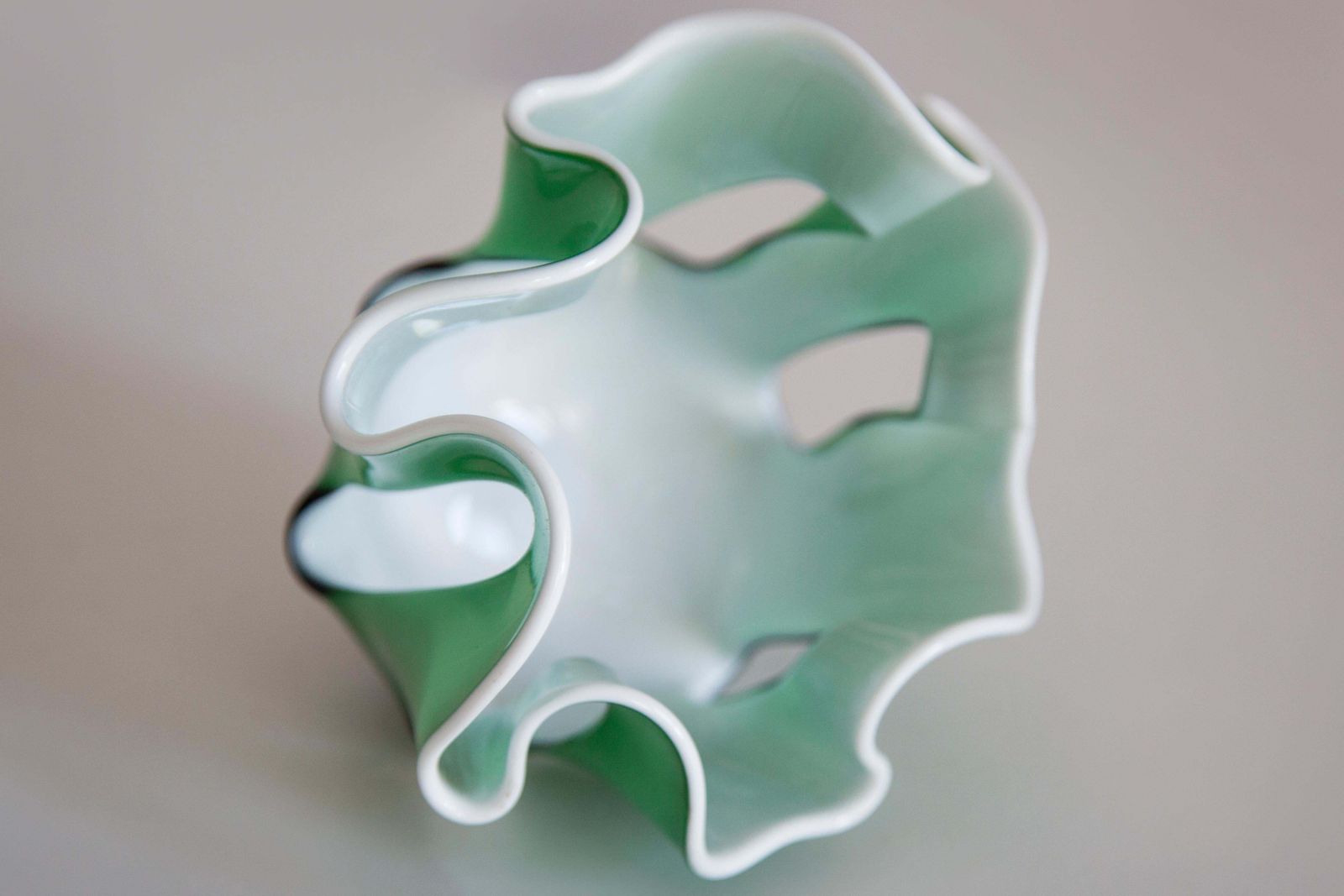 photo furniture Mid Century Vintage Green Artistic Glass Vase, Europe, 1970s