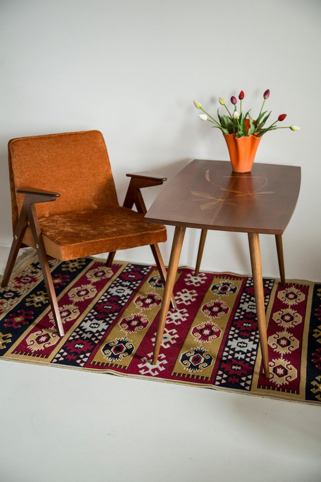 Midcentury Boho Style Wool Carpet, 1960s photo buy