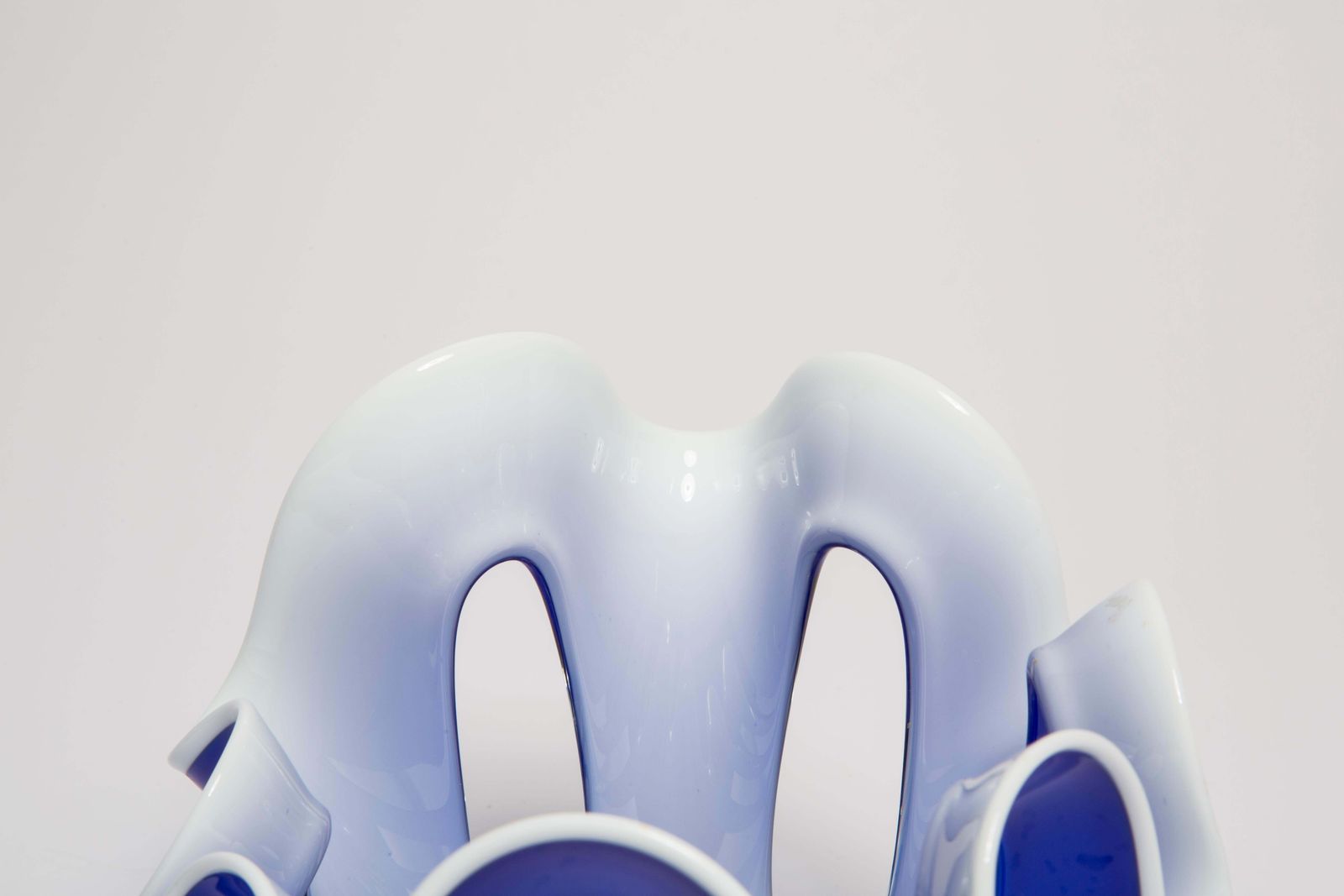 Mid Century Vintage Blue And White Artistic Glass Vase, Europe, 1970s photo vintage