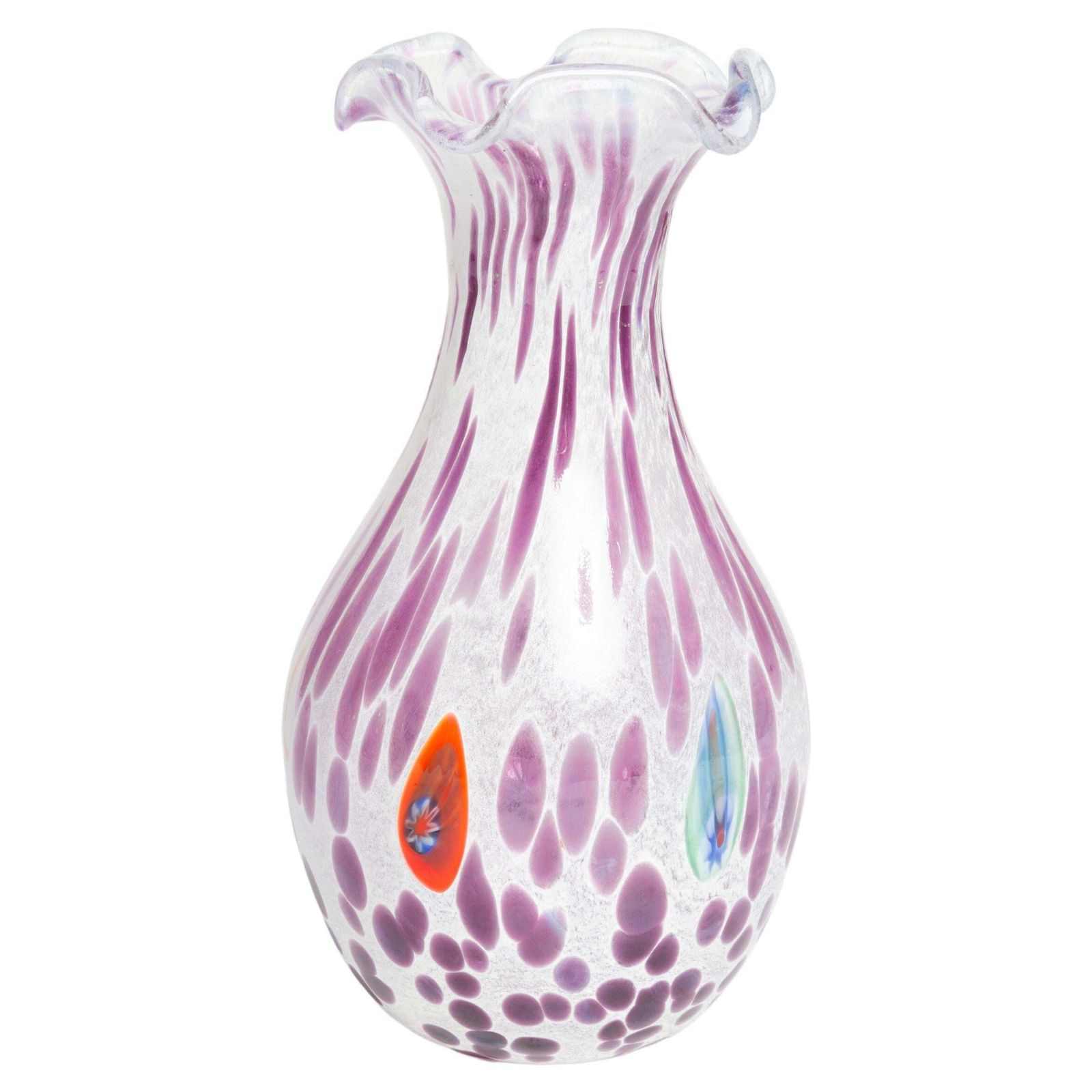 Mid Century Vintage Purple Dots Small Murano Vase, Italy, 1960s