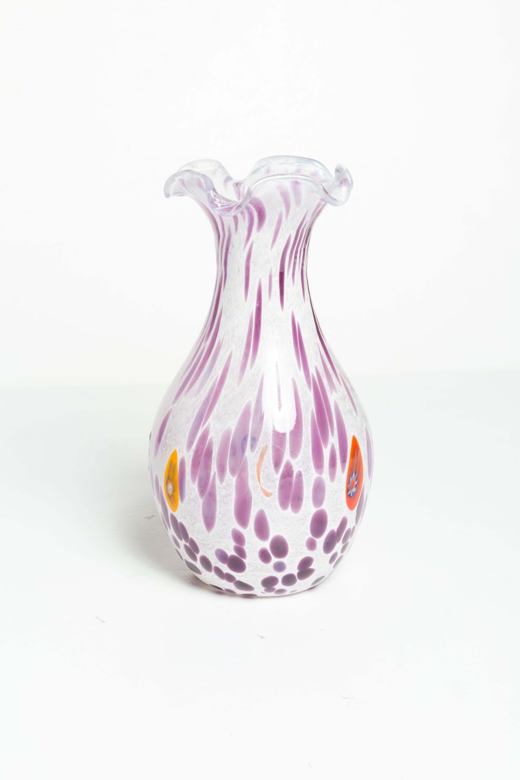 photo furniture Mid Century Vintage Purple Dots Small Murano Vase, Italy, 1960s