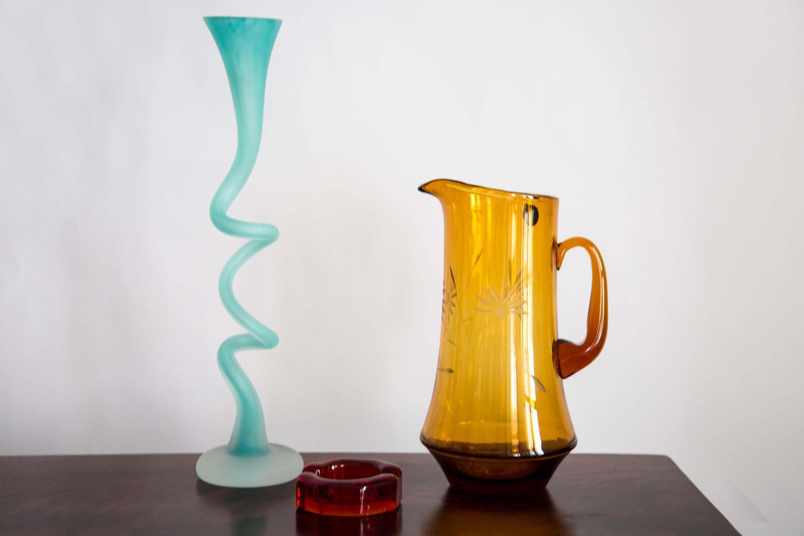 Mid Century Big Acqua Green Twisted Vase, Europe, 1960s photo for sale