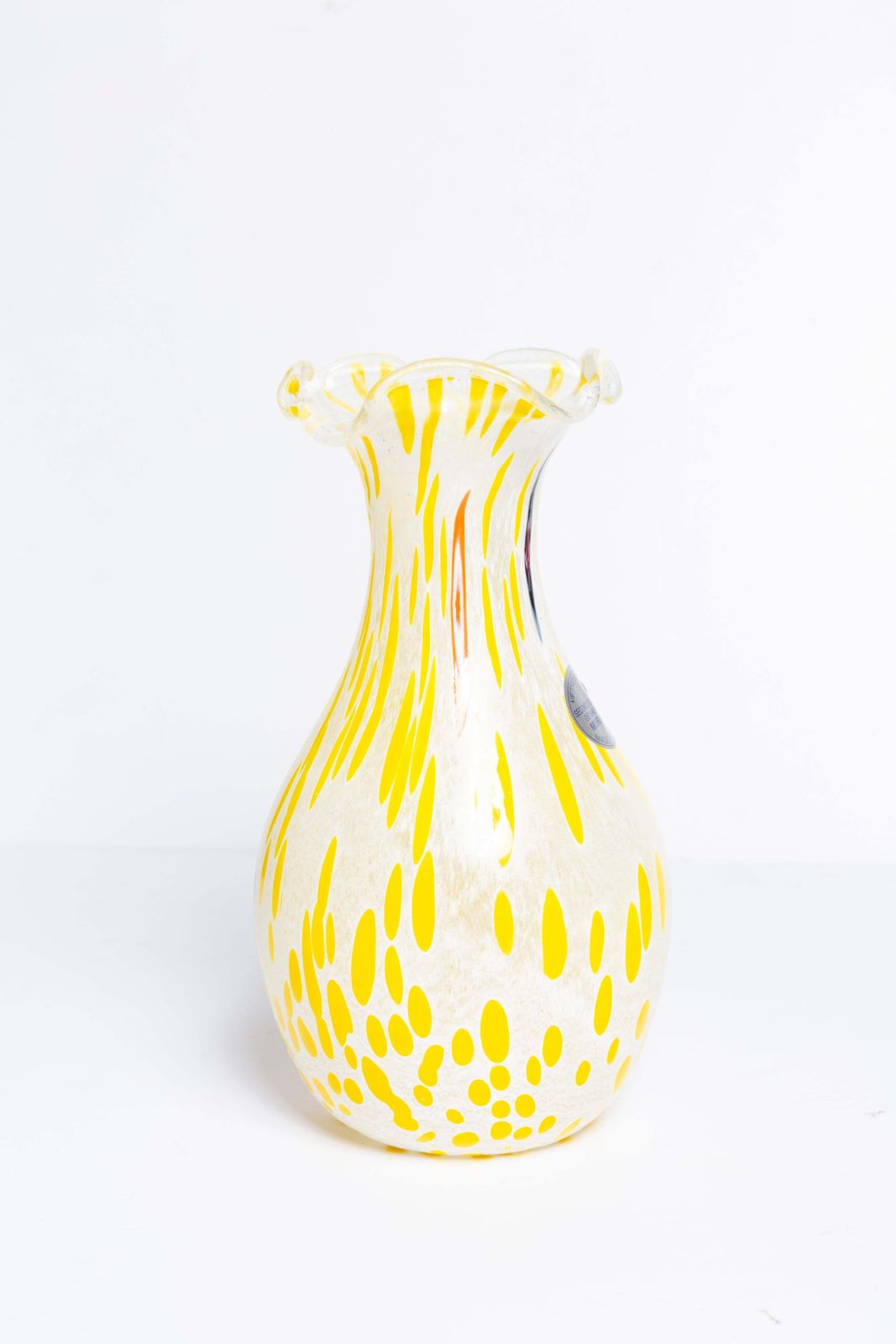 Mid Century Vintage Yellow Dots Small Murano Vase, Italy, 1960s photo vinterior