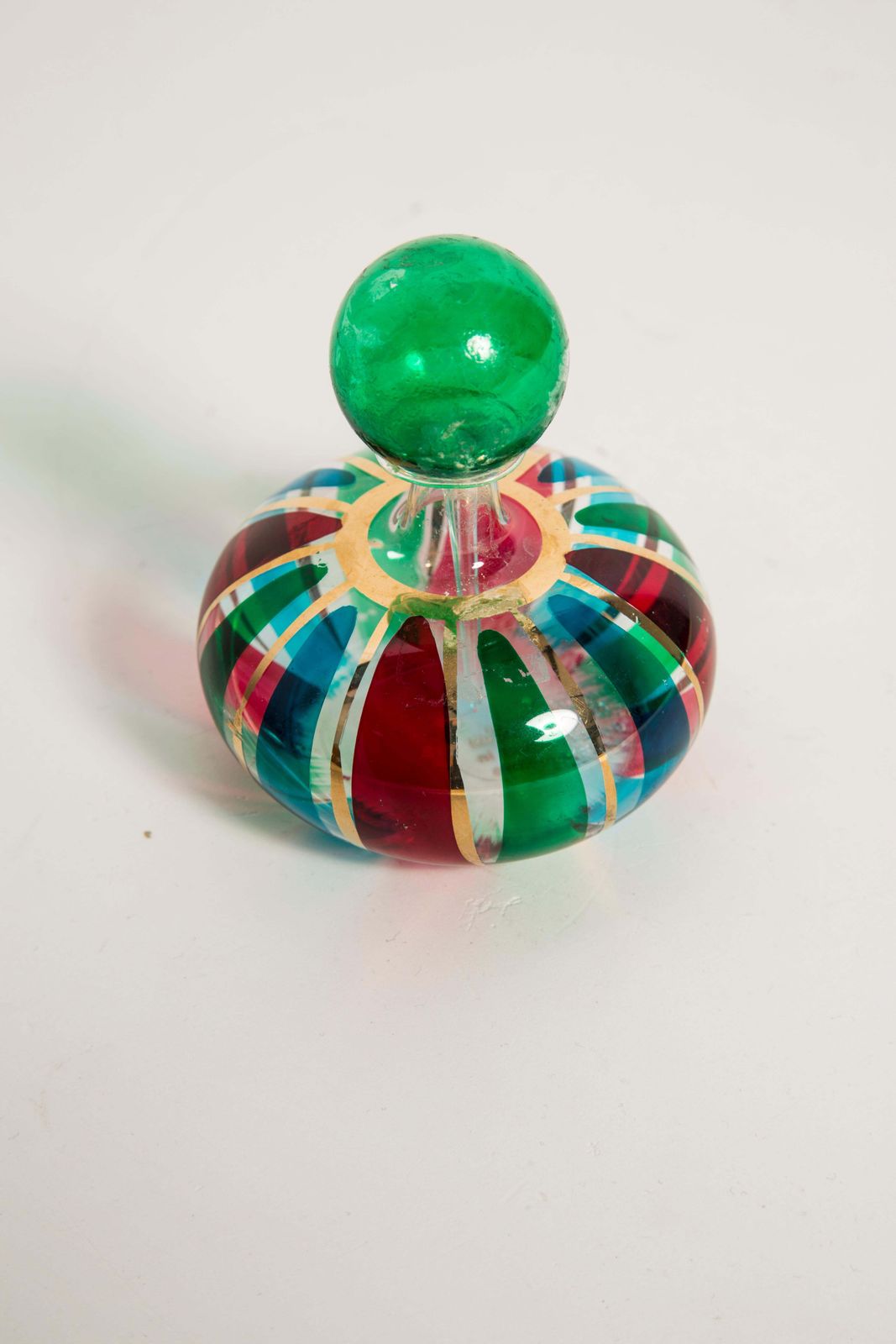 photo for sale Mini Midcentury Red Green And Blue Empoli Vase For Perfume, Italy, 1960s
