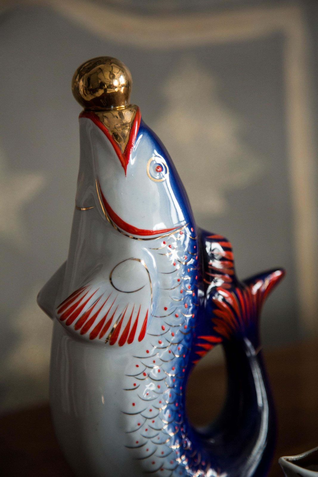 Blue Fish Glass Decanter And Glasses, 20th Century, Europe, 1960s photo Home Decor