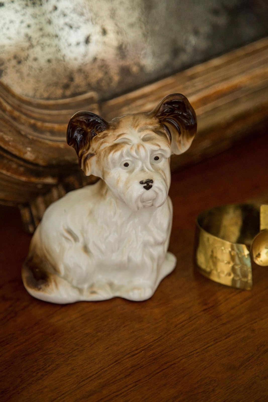 Midcentury Small White Terrier Dog Sculpture, Italy, 1960s photo vinterior