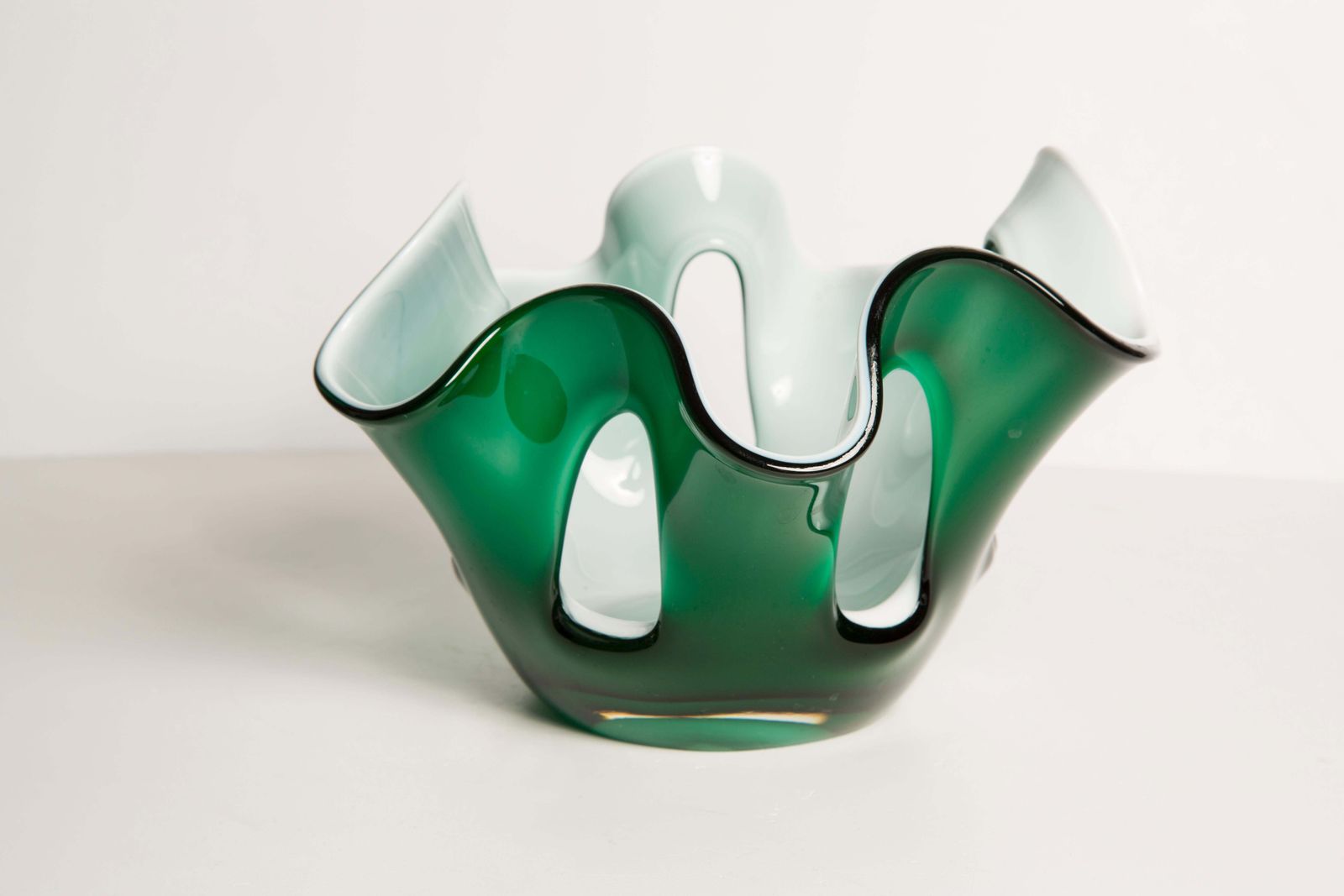 Mid Century Green And White Vase Artistic Bowl Candlestick, Europe, 1960s photo buy