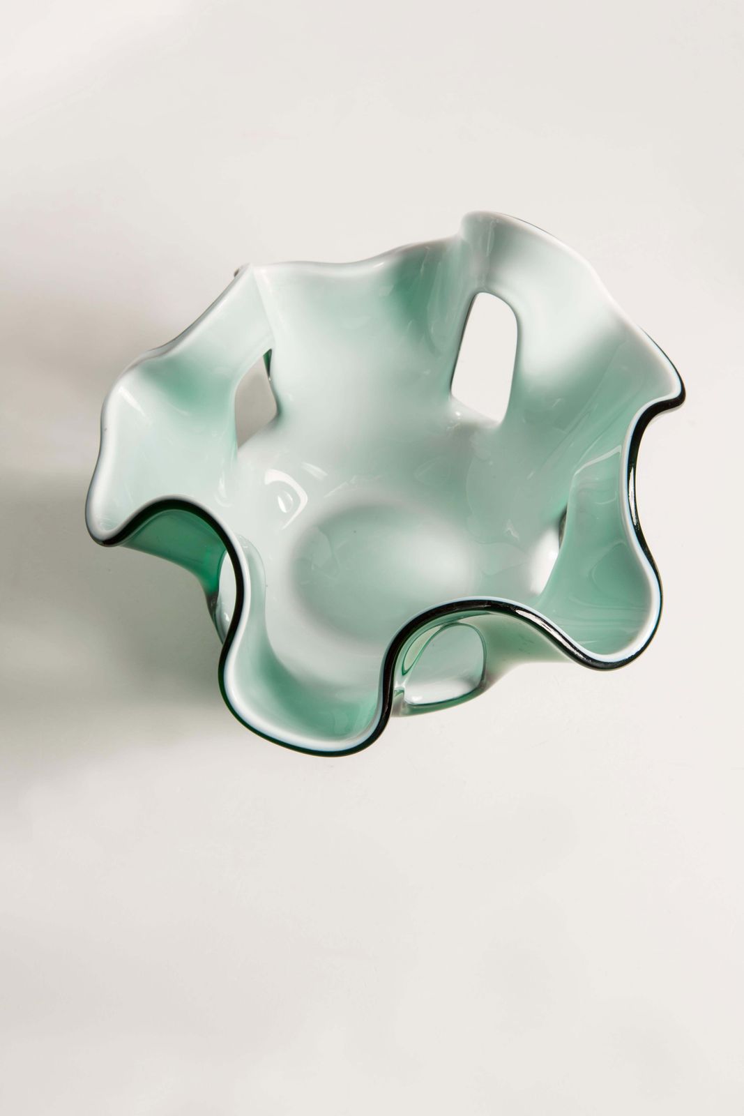Mid Century Green And White Vase Artistic Bowl Candlestick, Europe, 1960s photo vintage