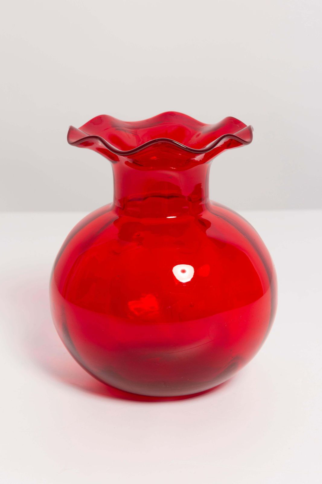 Mid Century Small Vintage Red Vase, Poland, 1960s photo furniture