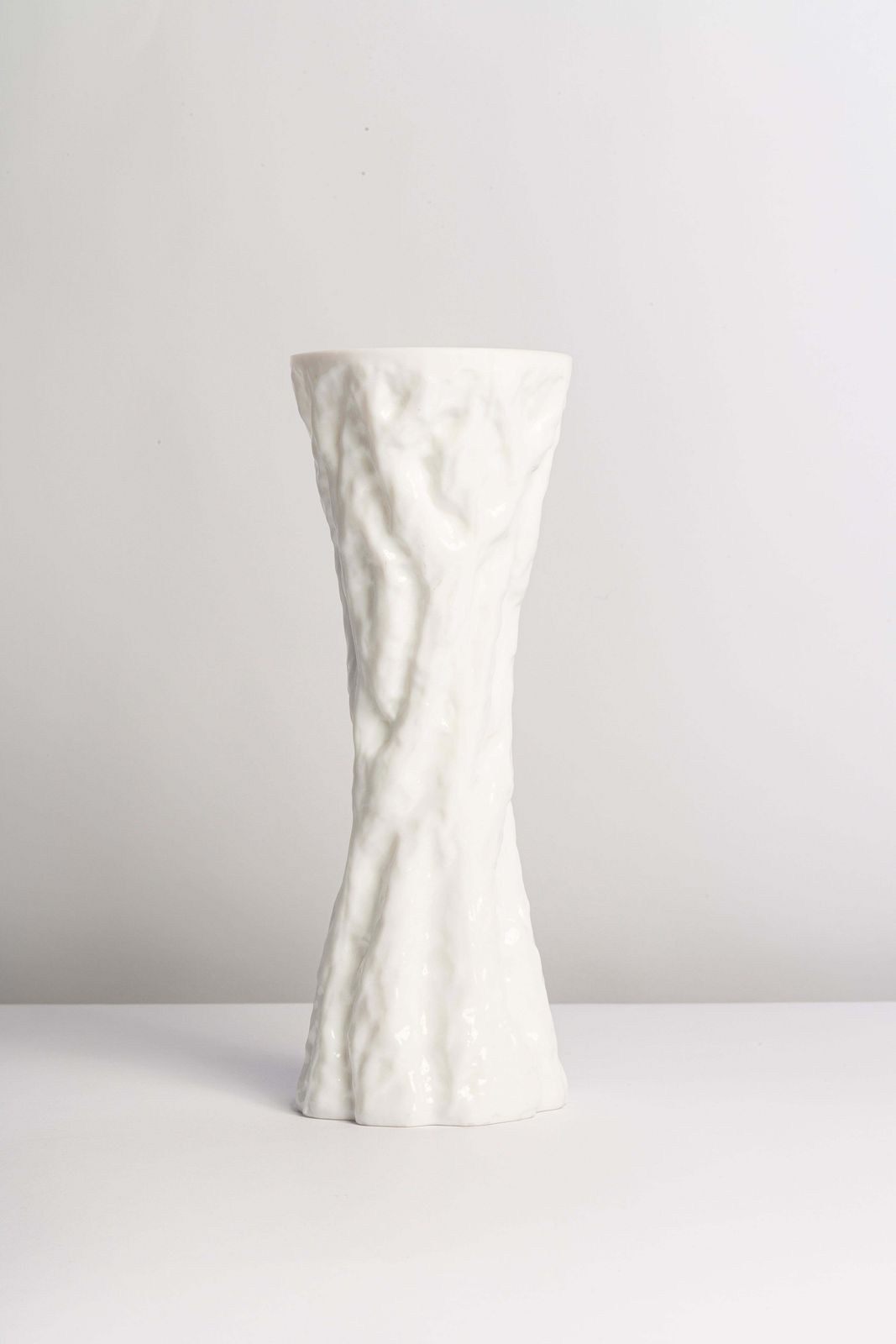 Mid Century Vintage White Ingrid Glass Vase Rock Crystal, Germany, 1970s photo for sale