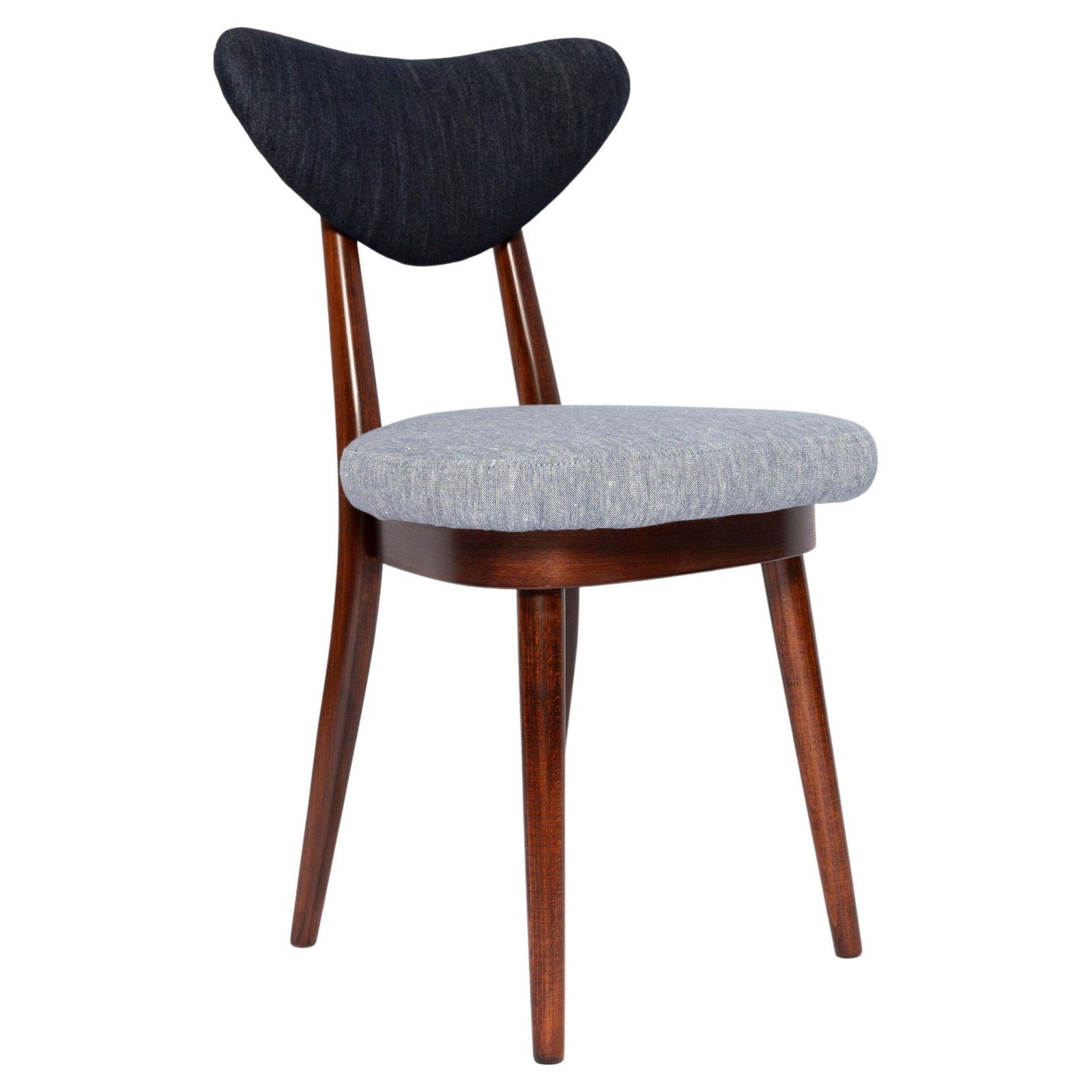Mid Century Light And Dark Blue Denim Heart Chair, Europe, 1960s