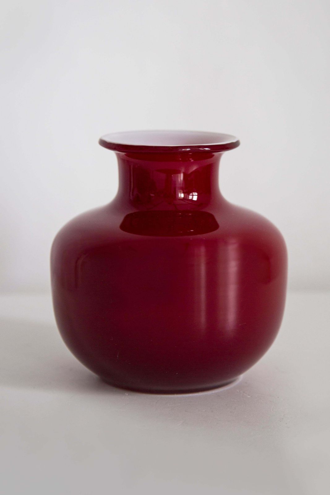 Mid Century Vintage Artistic Glass Dark Red Vase, Tarnowiec, Europe, 1970s photo Home Decor