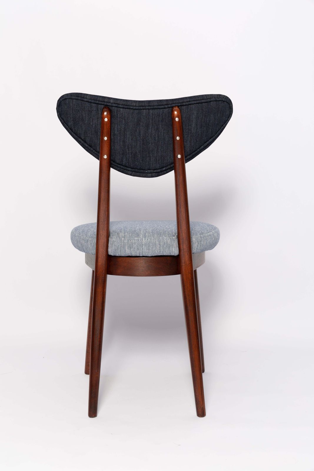 photo furniture Mid Century Light And Dark Blue Denim Heart Chair, Europe, 1960s