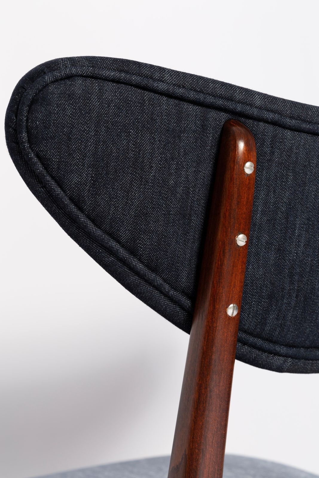 photo for sale Mid Century Light And Dark Blue Denim Heart Chair, Europe, 1960s