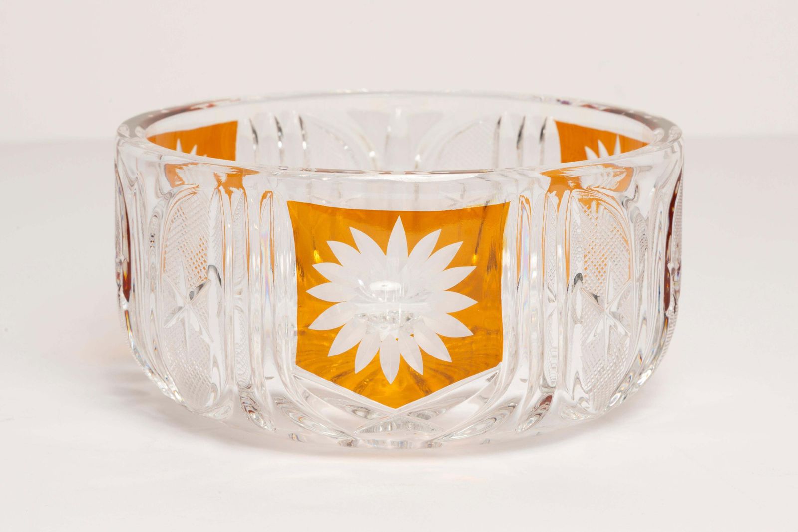 Midcentury Vintage Yellow Crystal Glass Sugar Bowl, Italy, 1960s photo vinterior