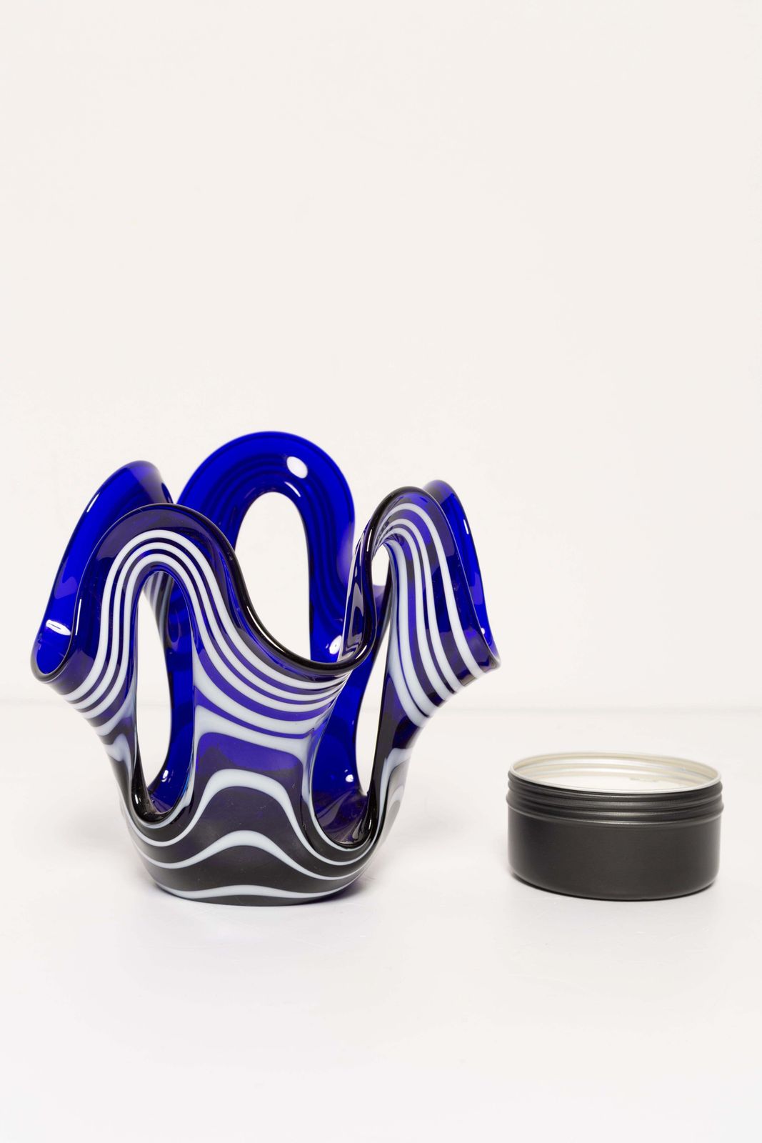 Small Mid Century Ultramarine Blue And White Vase, Europe, 1960s photo vinterior
