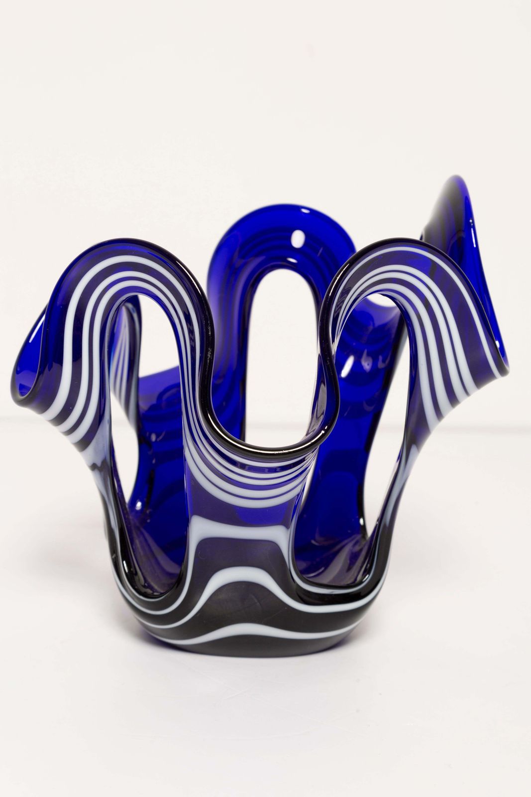 Small Mid Century Ultramarine Blue And White Vase, Europe, 1960s photo vintage
