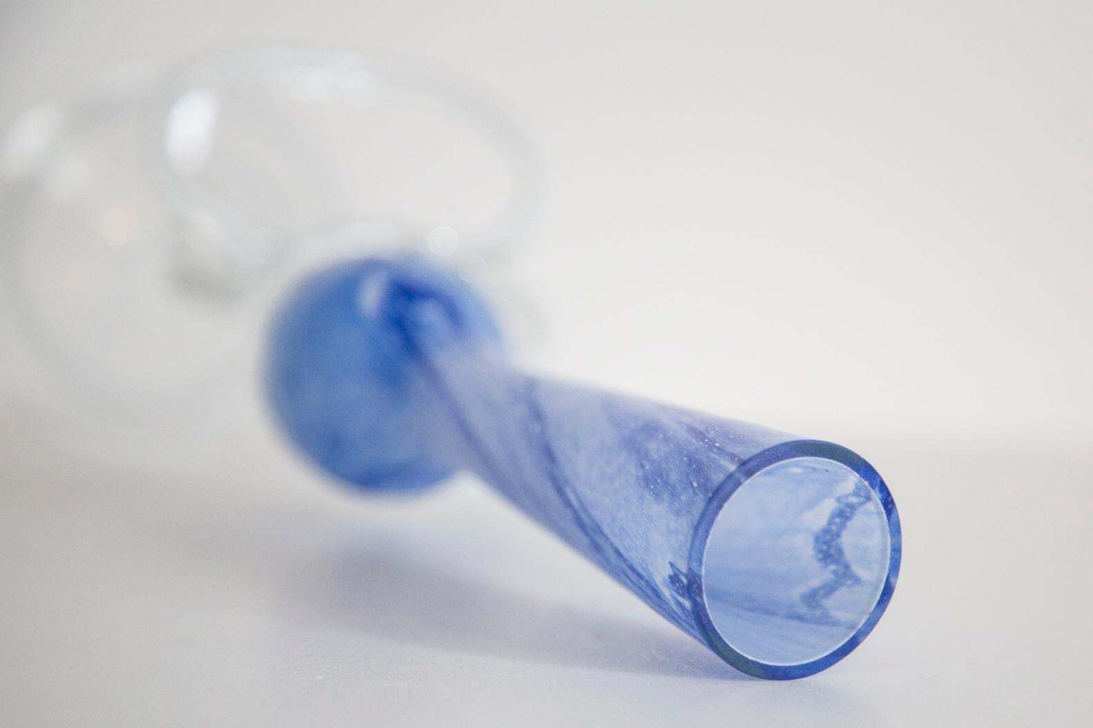 photo furniture Mid Century Vintage Light Blue Artistic Glass Vase, Candlestick, Europe, 1970s