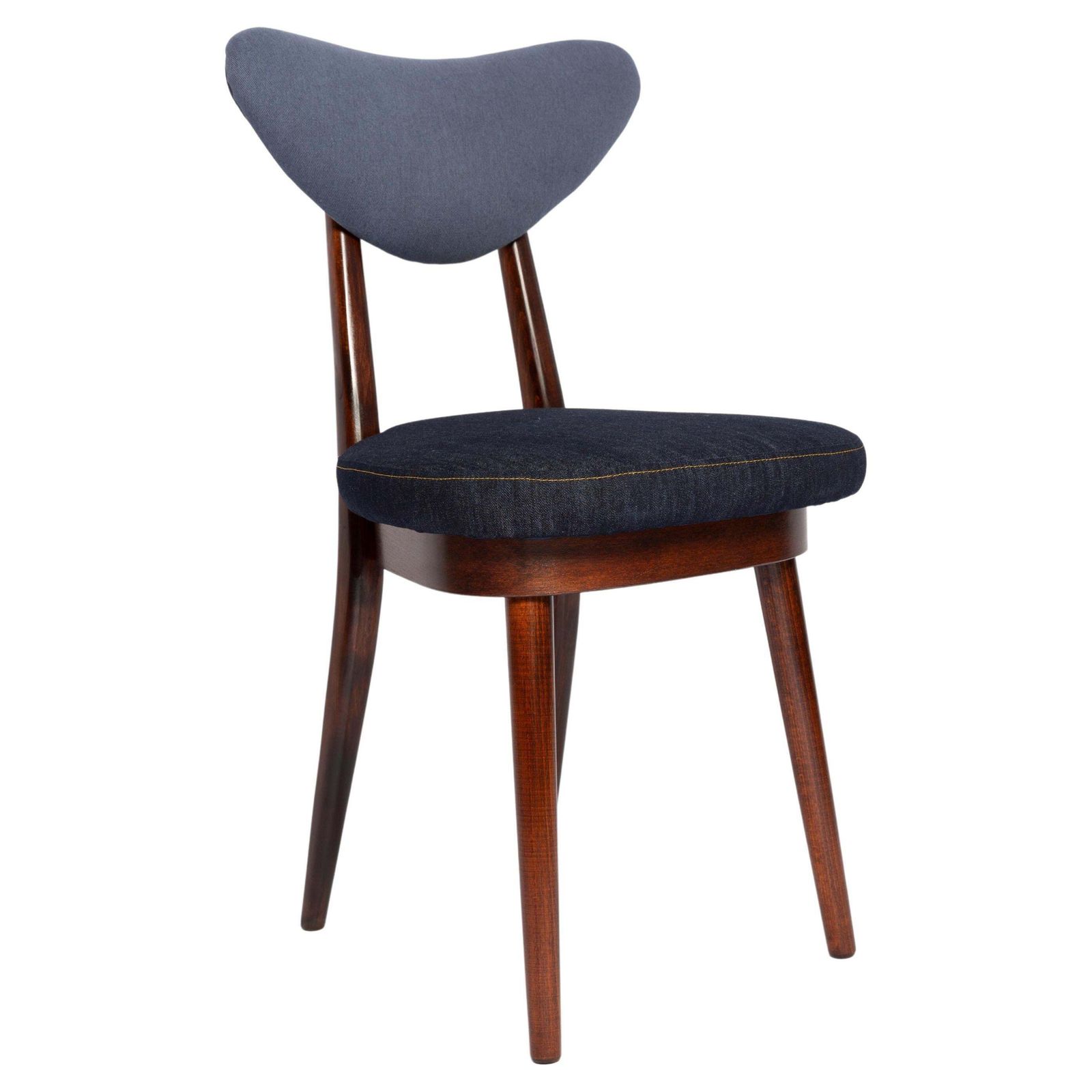 Midcentury Medium And Dark Blue Denim Heart Chair, Europe, 1960s