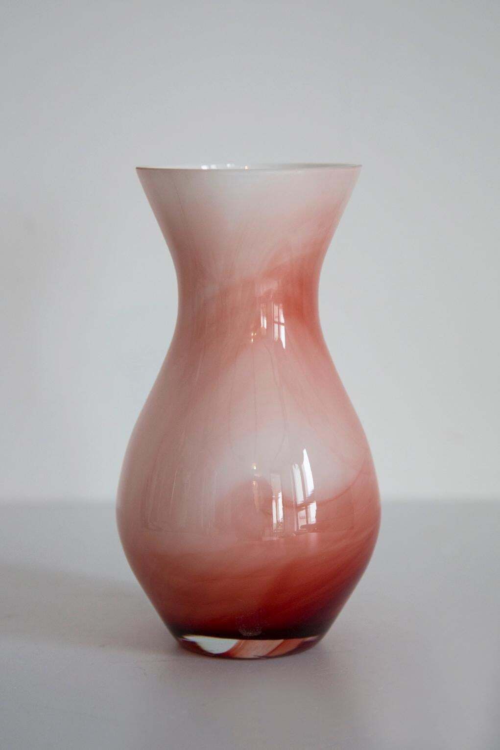 Mid Century White And Orange Hand Made Artistic Vase, Europe, 1960s photo Home Decor