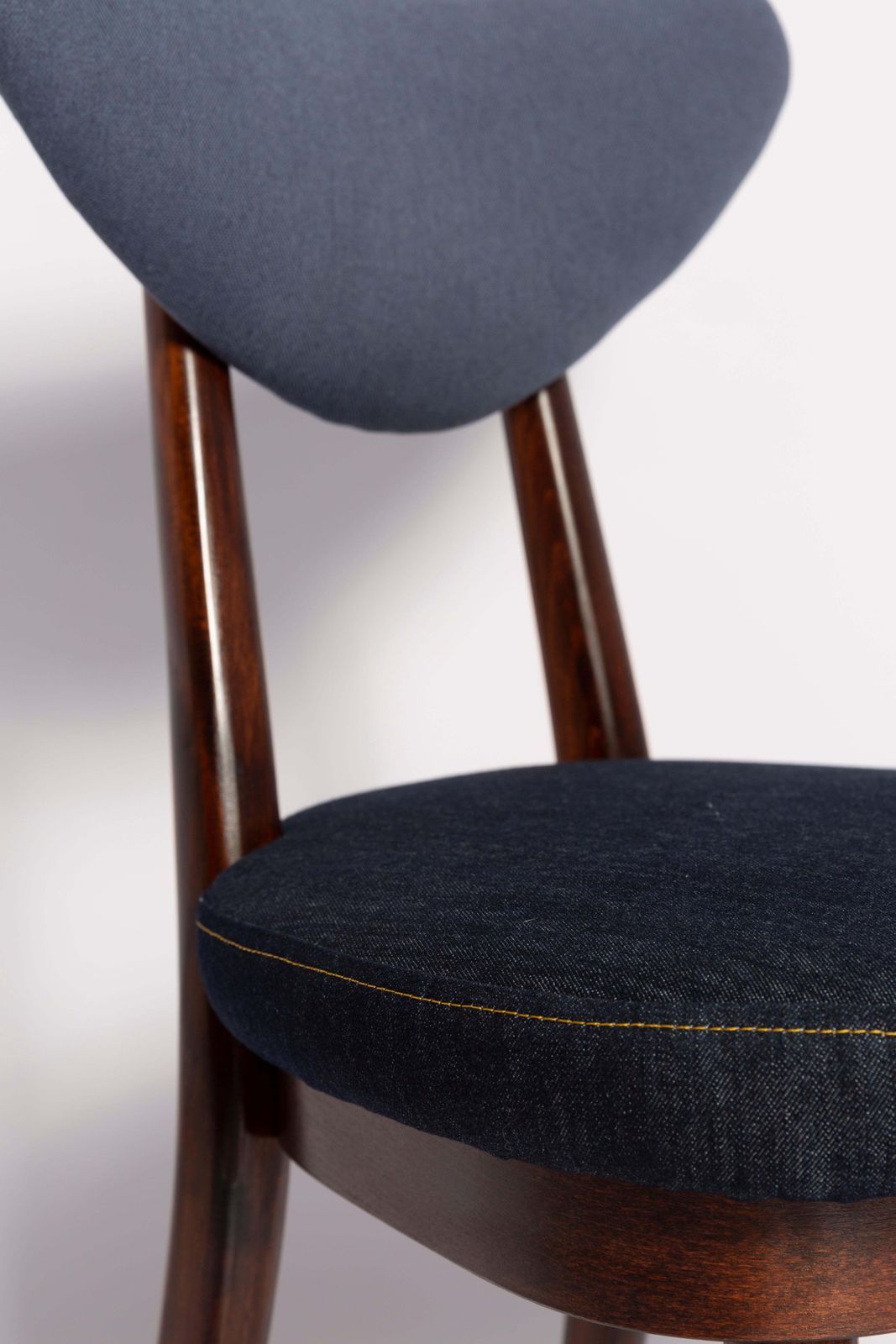 Midcentury Medium And Dark Blue Denim Heart Chair, Europe, 1960s photo vinterior