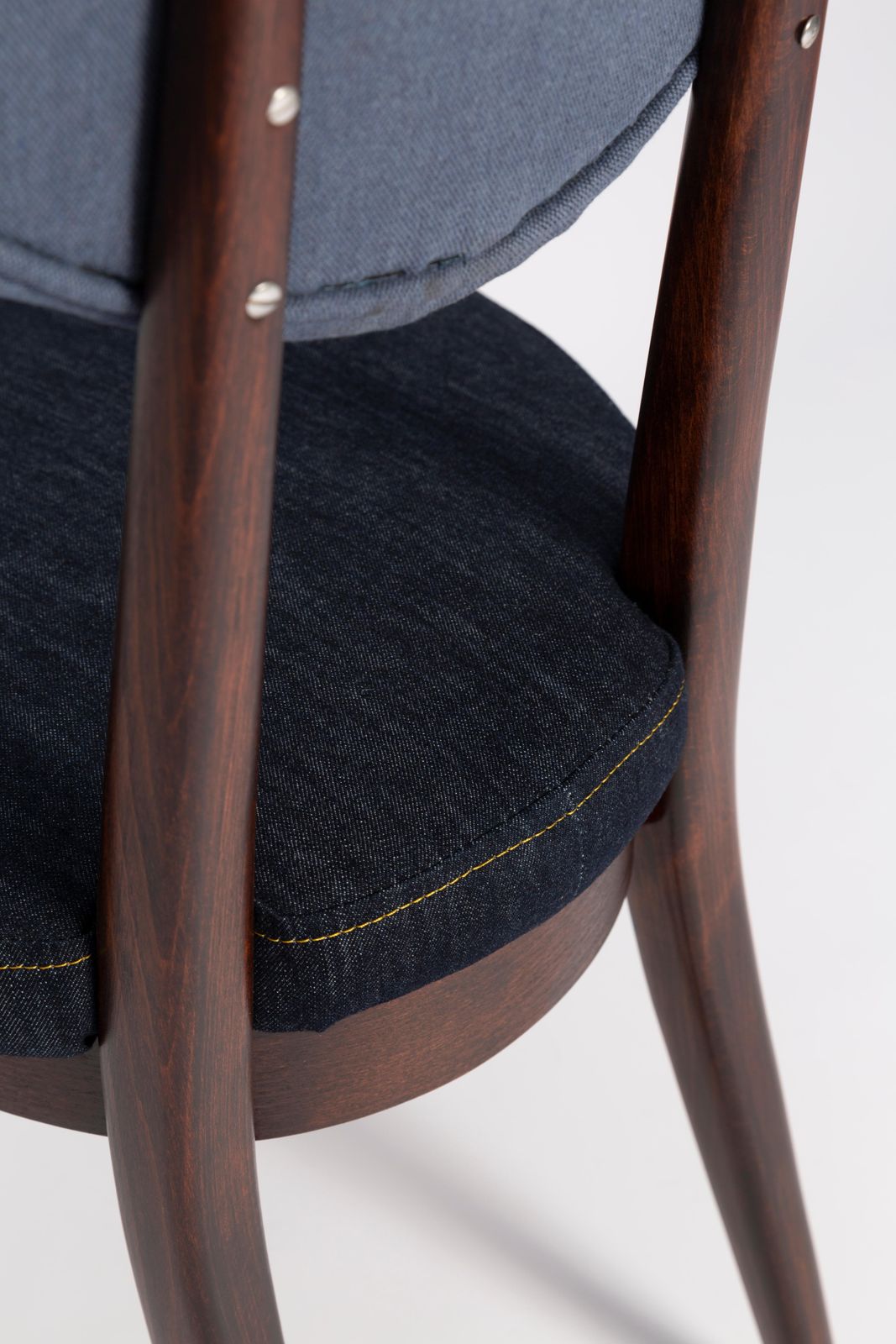 photo for sale Midcentury Medium And Dark Blue Denim Heart Chair, Europe, 1960s