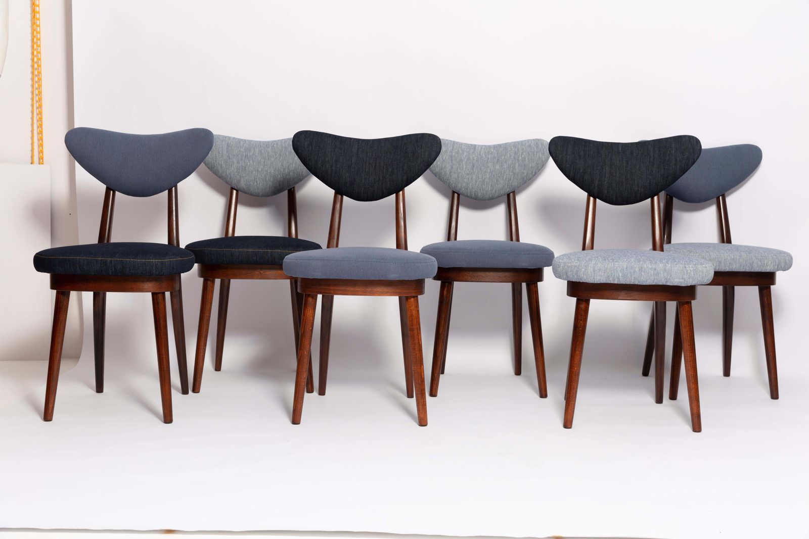 photo vinterior Midcentury Medium And Dark Blue Denim Heart Chair, Europe, 1960s