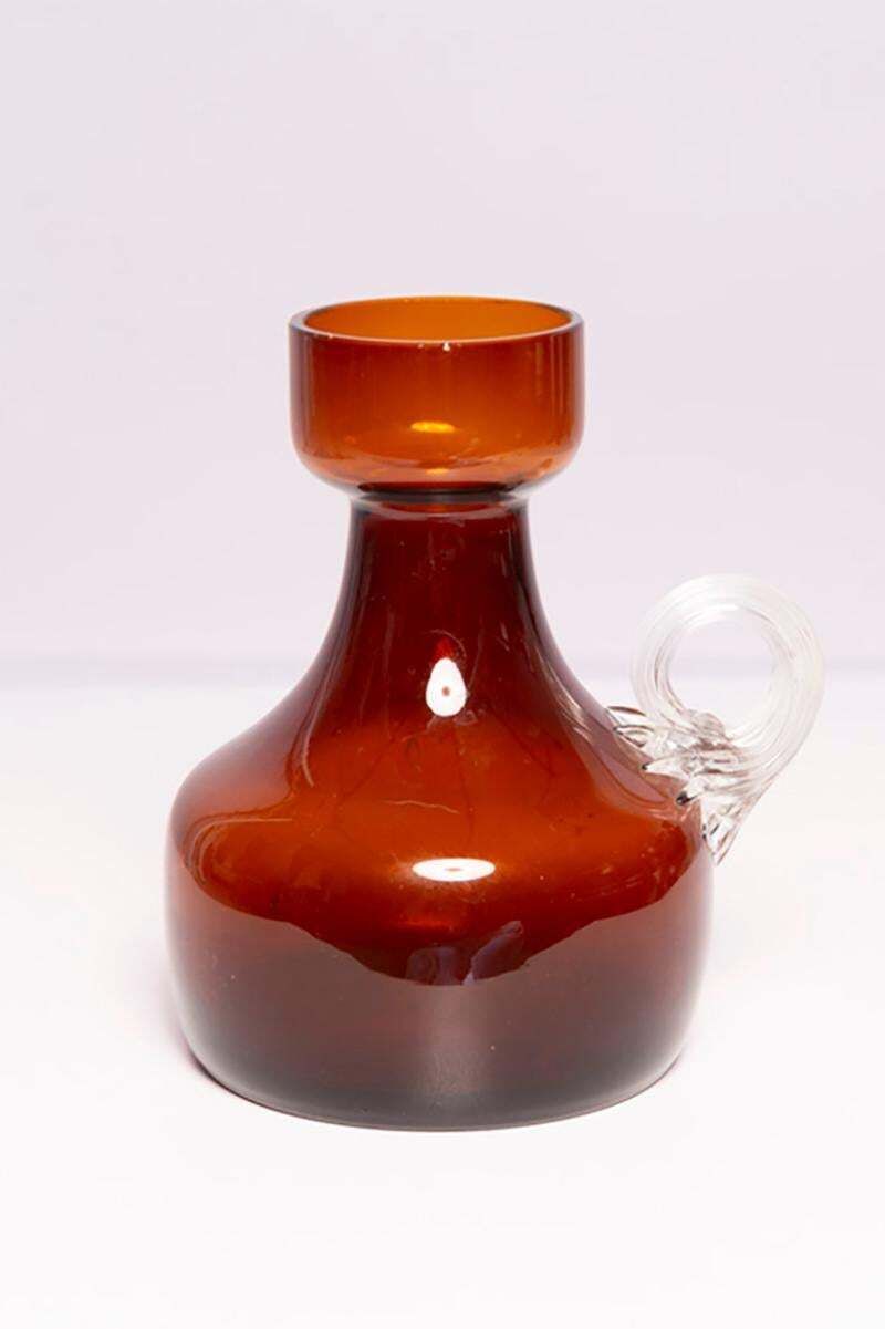 photo furniture Mid Century Vintage Artistic Glass Brown Vase, Tarnowiec, Europe, 1970s