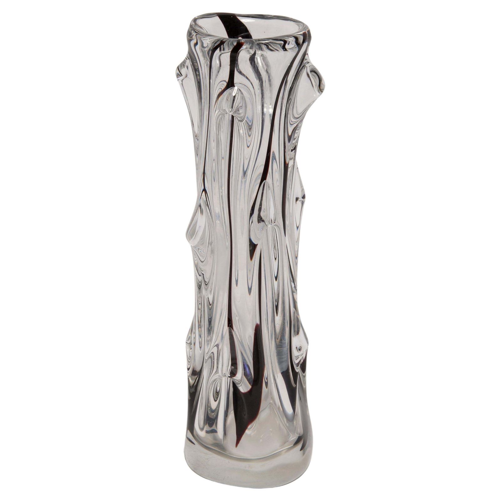 Mid Century Vintage Transparent And Black Artistic Glass Vase, Europe, 1970s