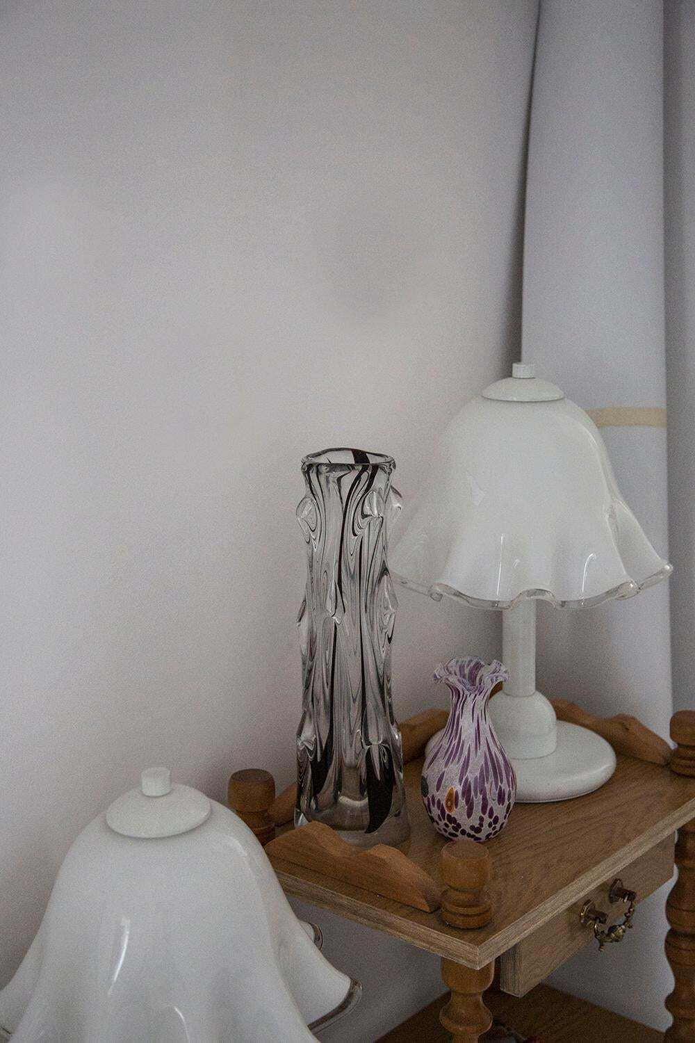 Mid Century Vintage Transparent And Black Artistic Glass Vase, Europe, 1970s photo furniture
