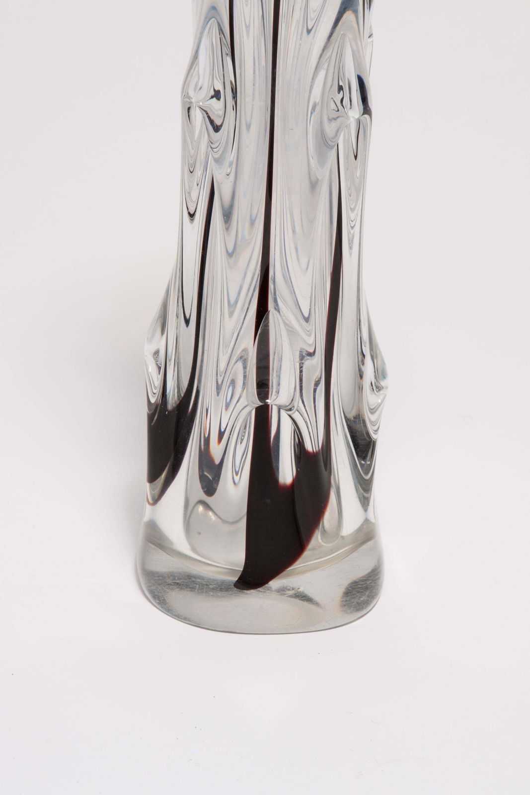photo vinterior Mid Century Vintage Transparent And Black Artistic Glass Vase, Europe, 1970s