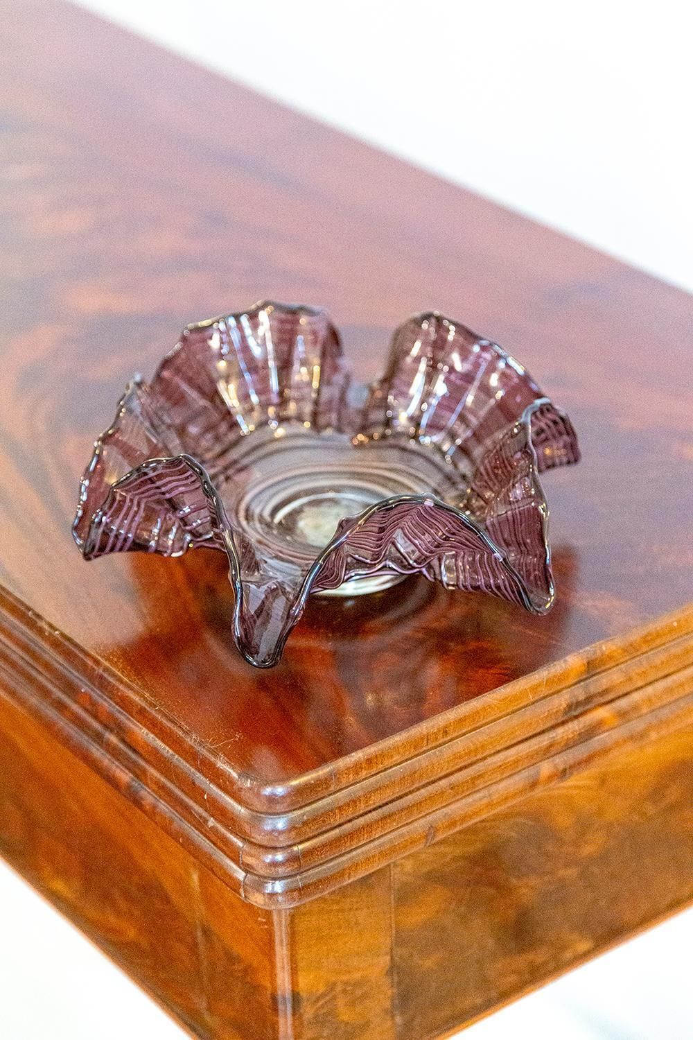 Mid Century Purple Vase Artistic Bowl Candlestick With Frill, Europe, 1960s photo Home Decor