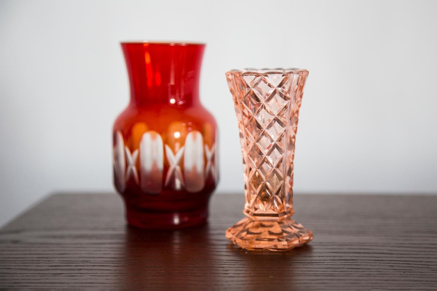 Mid Century Vintage Small Red Crystal Vase, 20th Century, Europe, 1960s photo Home Decor