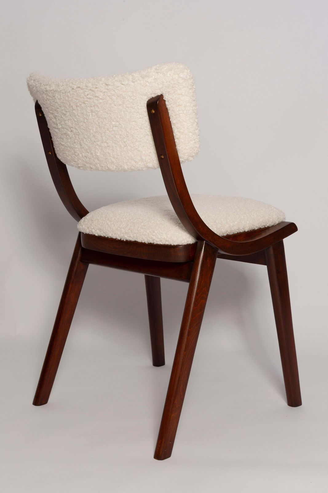 Mid Century Modern Bumerang Chair, Lichtcrème Witte Bouclé, Polen, Jaren 1960 photo 510.0