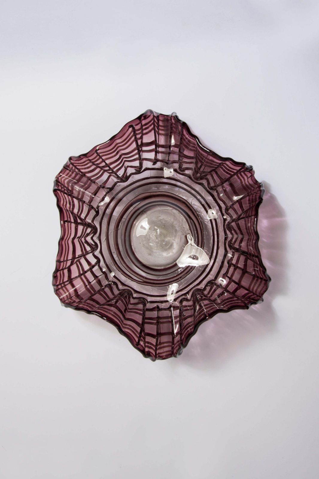 145.0 Mid Century Purple Vase Artistic Bowl Candlestick With Frill, Europe, 1960s photo